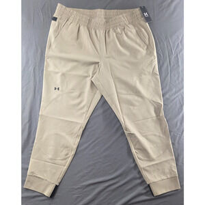 Womens Under Armour Unstoppable Jogger Pants Loose Fit Khaki #1376926-299 Sz XL